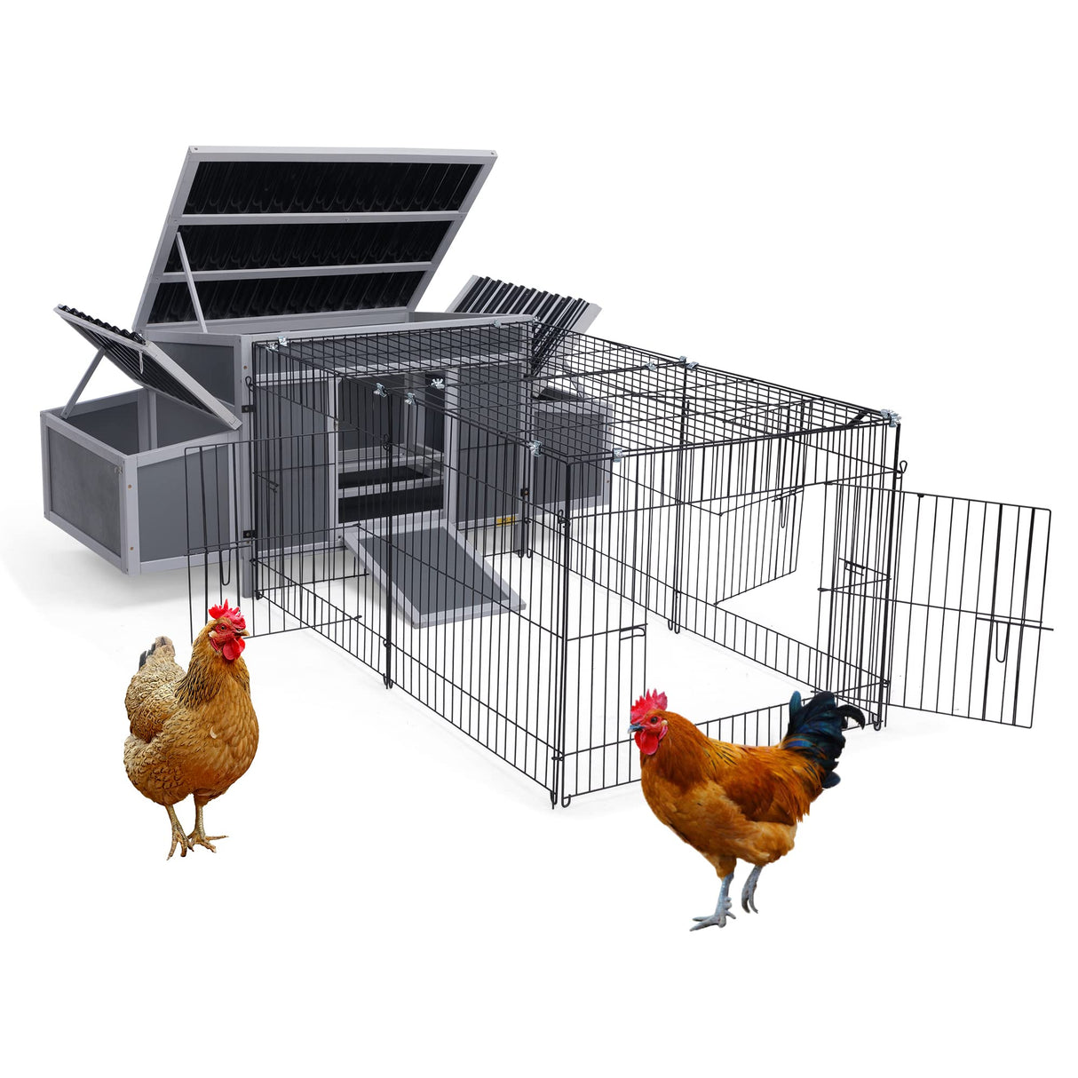 Wooden 56" Chicken Coop with 6 Nesting Boxes, Outdoor Chicken Cage Large