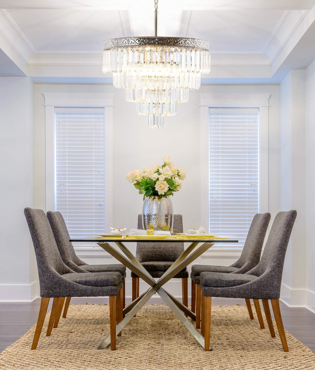 JYL9007A Wyatt 20" 4-Light Crystal LED Chandelier Contemporary,Classic