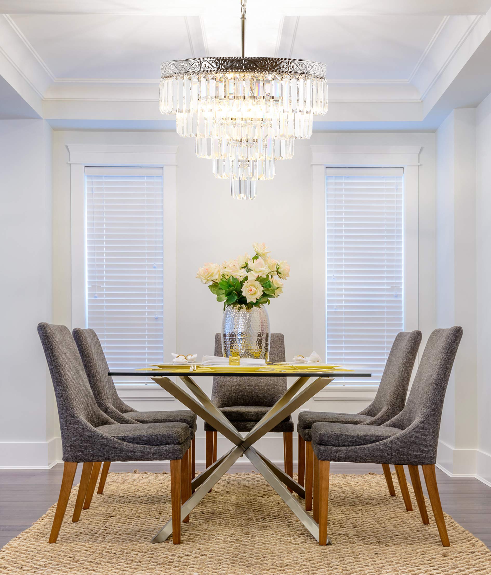JYL9007A Wyatt 20" 4-Light Crystal LED Chandelier Contemporary,Classic