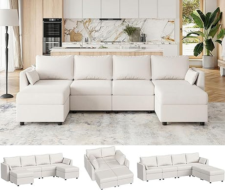 Modular Sectional Sofa, 6 Seat Modular Couch with Storage, Memory Foam