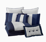 Loft 8-Piece Luxury Striped Comforter Set (King, Navy/Gray/Blue)