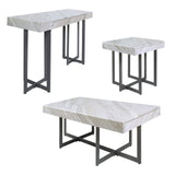 Willy Modern Storage Faux Marble Top 3-Piece Coffee, End and Sofa Table Set