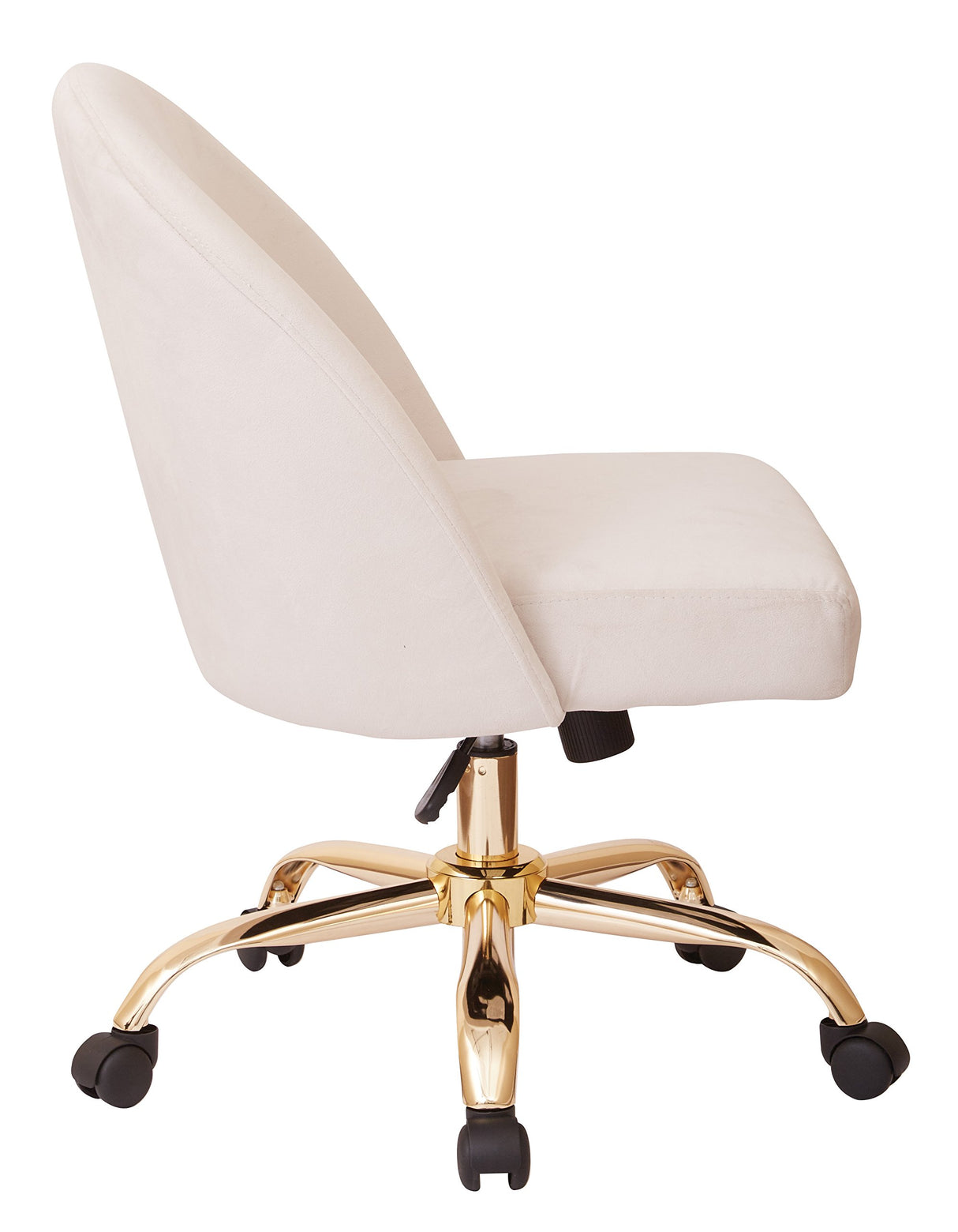 Layton Mid-Back Adjustable Office Chair with 5-Star Base, Gold Finish and Oyster Velvet