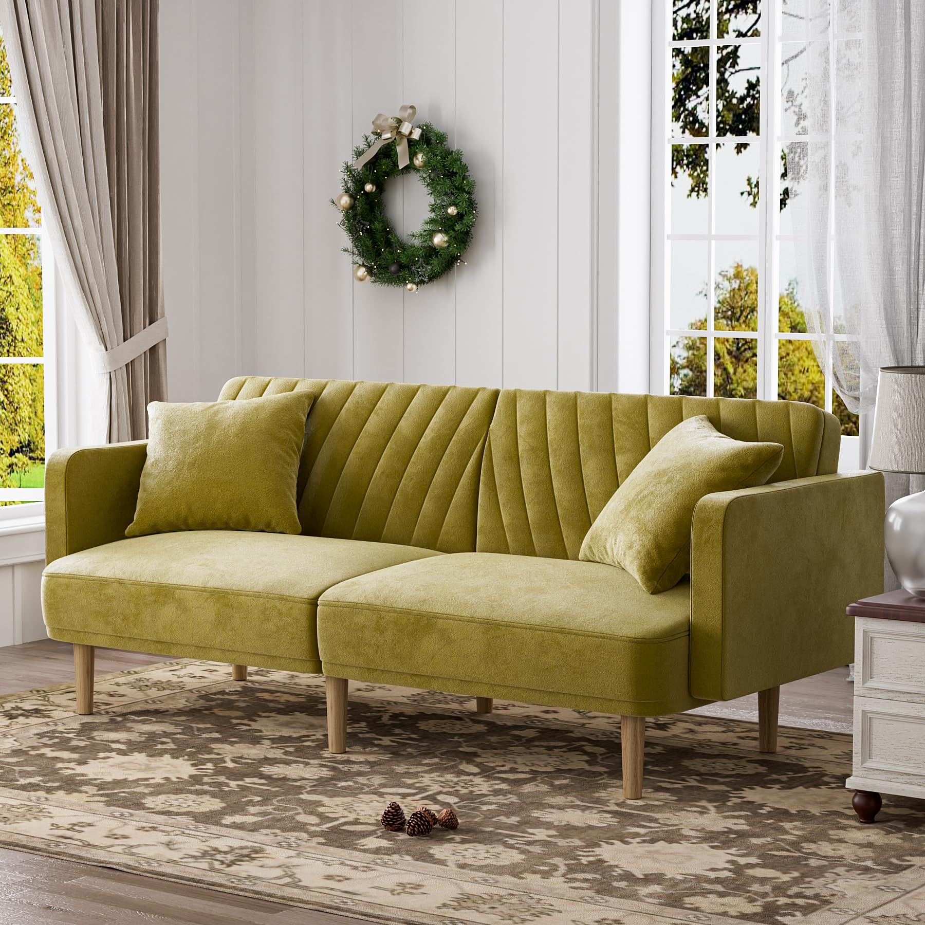 Velvet Couch, Futon Sofa Bed, Sleeper Sofa, Loveseat,Mid Century Modern