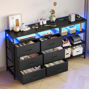 TV Stand Dresser Bedroom for 60 Inch TV with LED Lights & Charging Station
