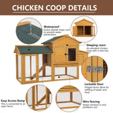 66 Inch Wood Chicken Coop Chicken House Indoor Outdoor Chicken Cage 2-4 Chickens