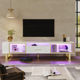 TV Stand with LED Light for TVs up to 80 inch, Modern Entertainment Center with Open