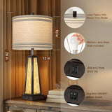 28" Rustic Table Lamp Set of 2 with Night Light, Farmhouse Bedside Lamps with USB,