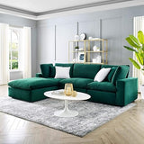 Commix Down-Filled Overstuffed Performance Velvet 4-Piece Sectional Sofa