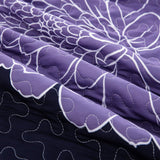 Purple Floral Quilt Set Queen Size Boho Bedspread 3 Pieces Soft