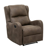 Inch Manual Recliner Chair, Cushioned Brown Microfiber, Solid Wood