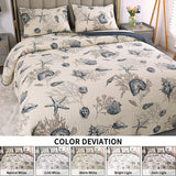 Blue Shell Tread Design 3 Piece Comforter Quilt Bedspeads Sets Queen