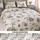 Blue Shell Tread Design 3 Piece Comforter Quilt Bedspeads Sets Queen