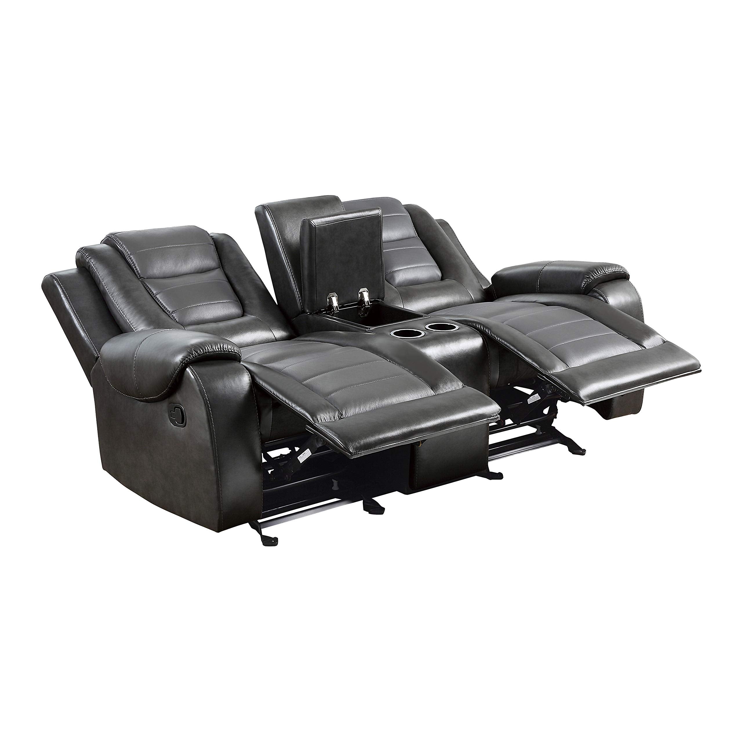 Manual Double Glider Reclining Loveseat, Two-Tone Gray