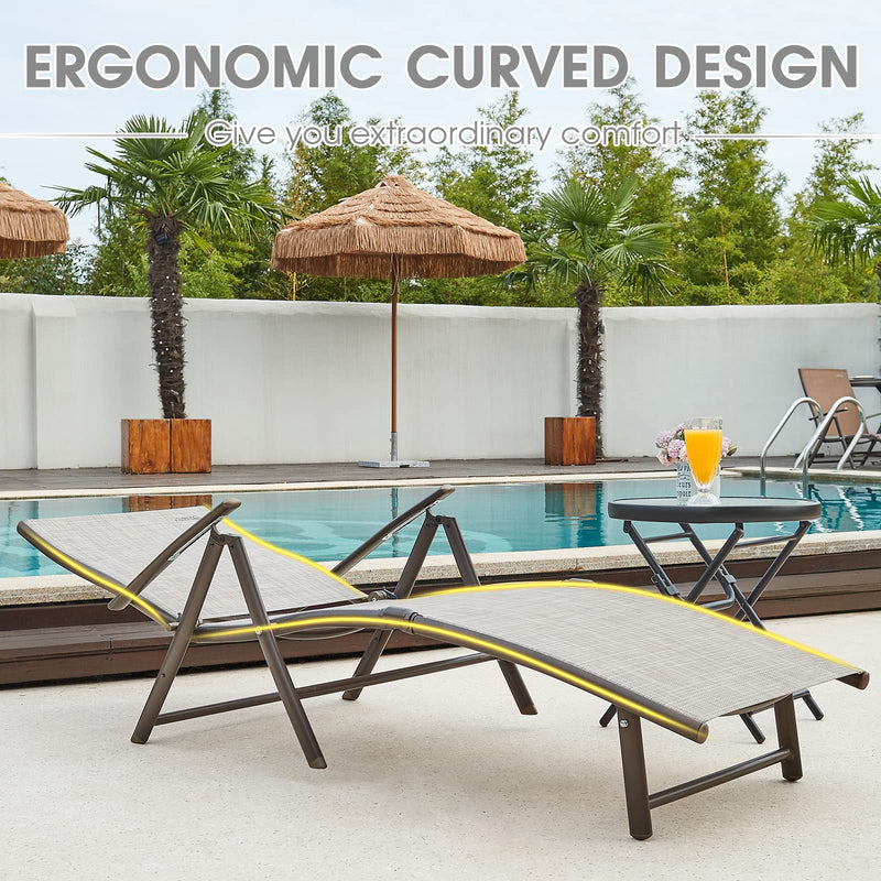 Outdoor Chaise Lounge Chairs for Outside, Aluminum Patio Lounger Pool Furniture