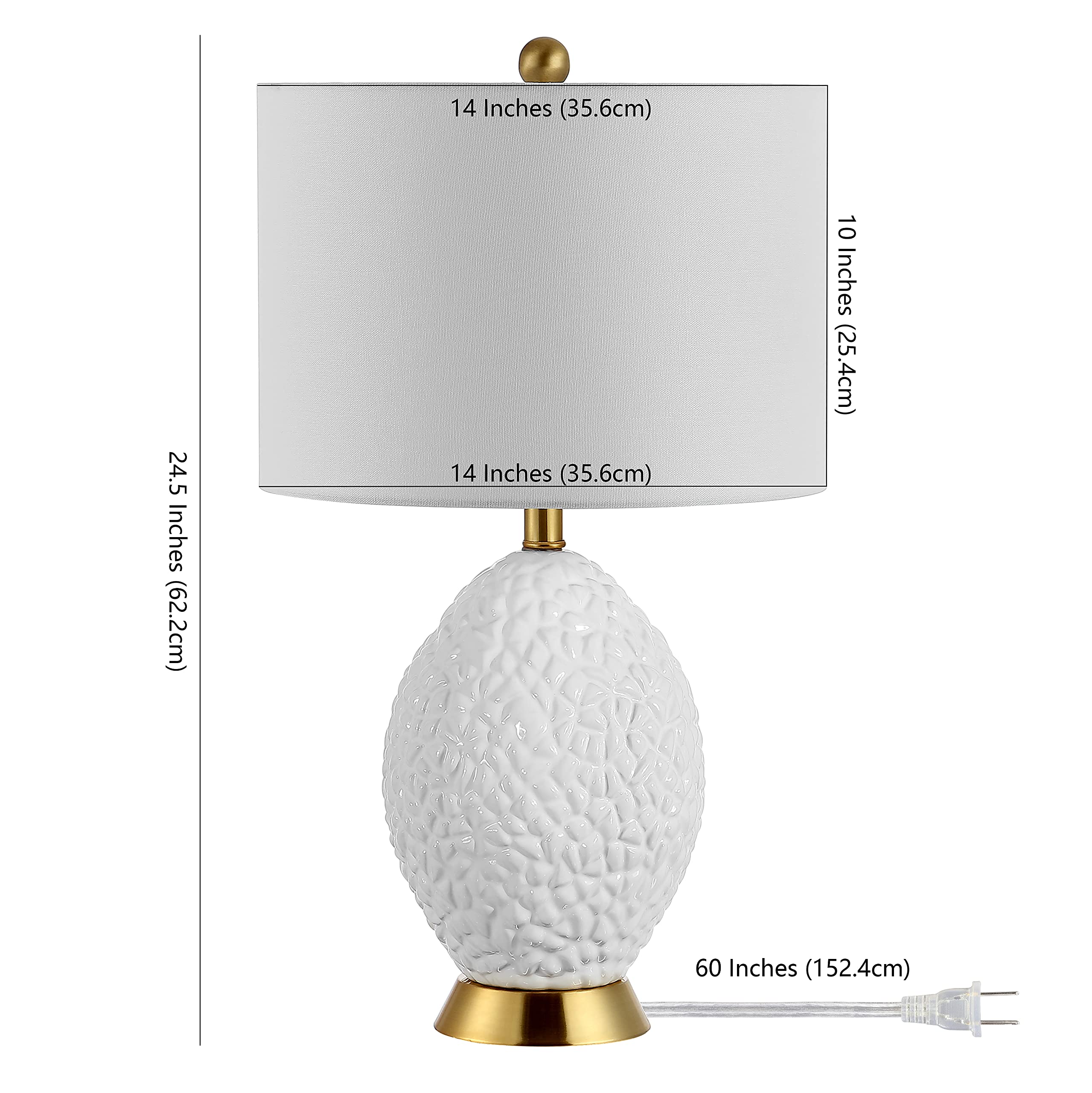 Lighting Collection Kimli Modern White 25-inch Bedroom Living Room Home Office Desk
