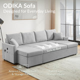 U Shaped Convertible Sleeper Sofa Bed, 108" Sectional Couch for