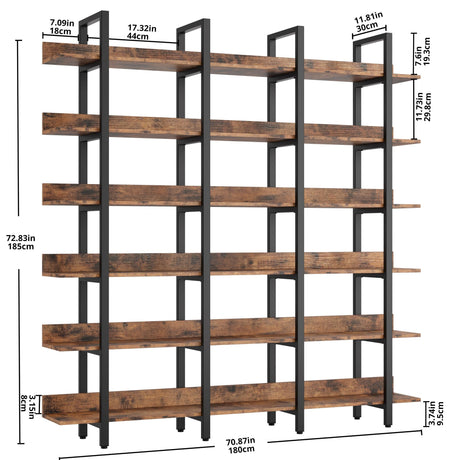 Bookcase and Bookshelves Triple Wide 6 Tiers Large Open Shelves, Etagere Bookcases