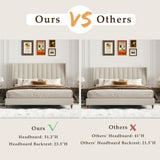 Queen Upholstered Bed Frame with Vertical Channel Wingback Headboard