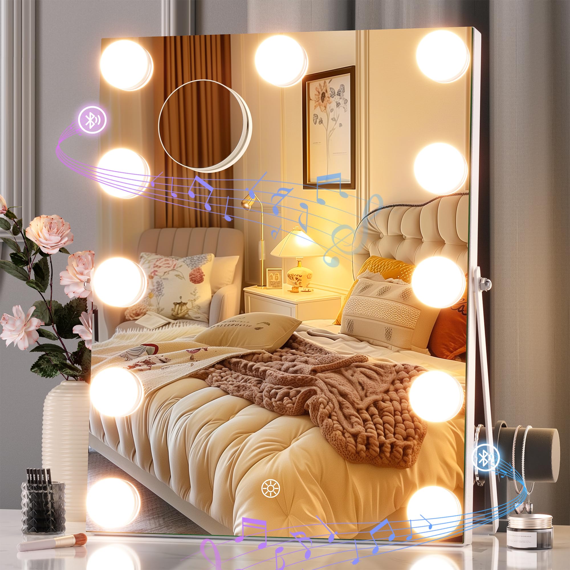 Vanity Mirror with Lights and Bluetooth Speaker,  Hollywood Mirror