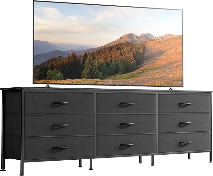 9 Drawer Dresser, 63 Inch Dresser TV Stand for 55, 65, 70 Inch TV