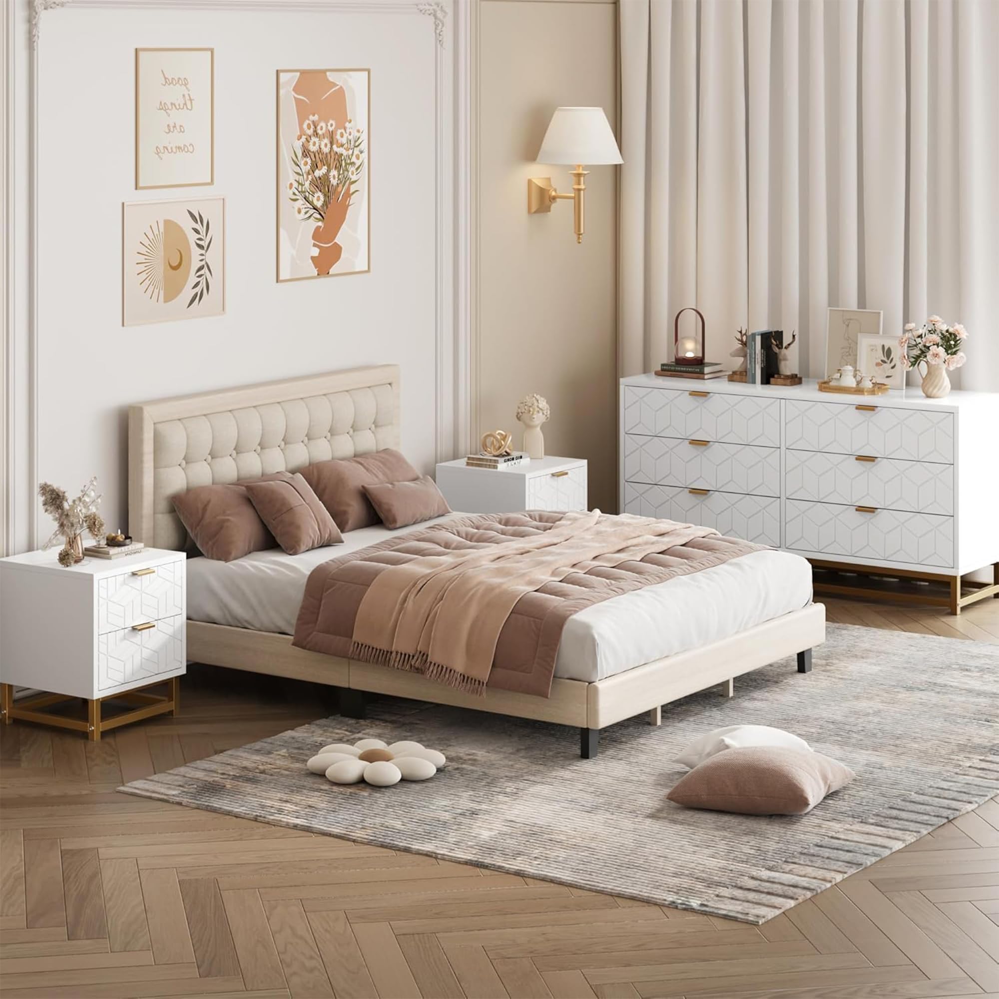 White 6 Drawer Dresser for Bedroom, 53.5" Large Dresser
