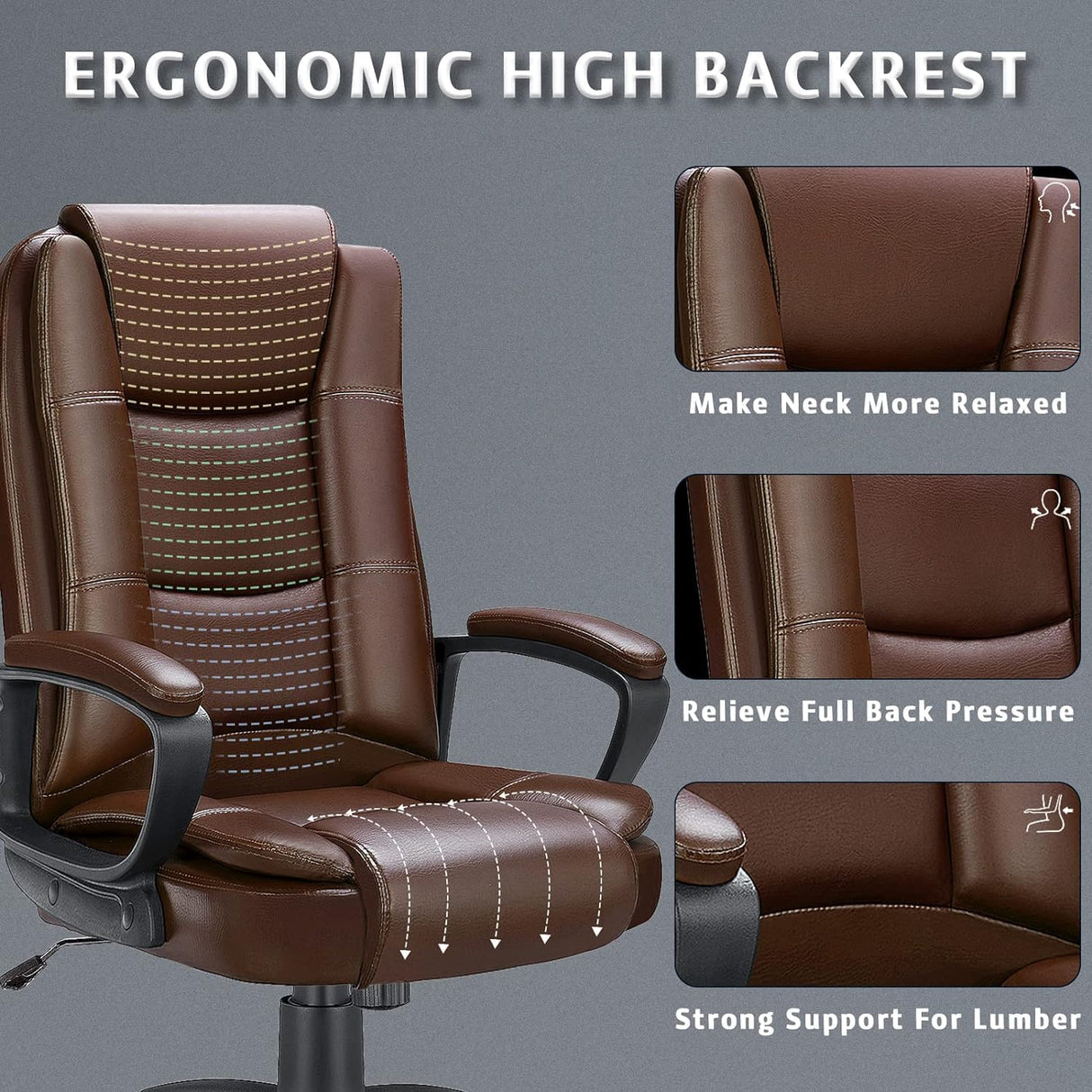 Office Desk Chair, Big and Tall Managerial Executive Chair, High Back Computer Chair,