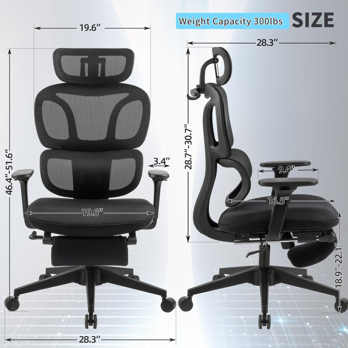 Mesh Office Chair, High Back Desk Executive Computer Chair with Hanger,