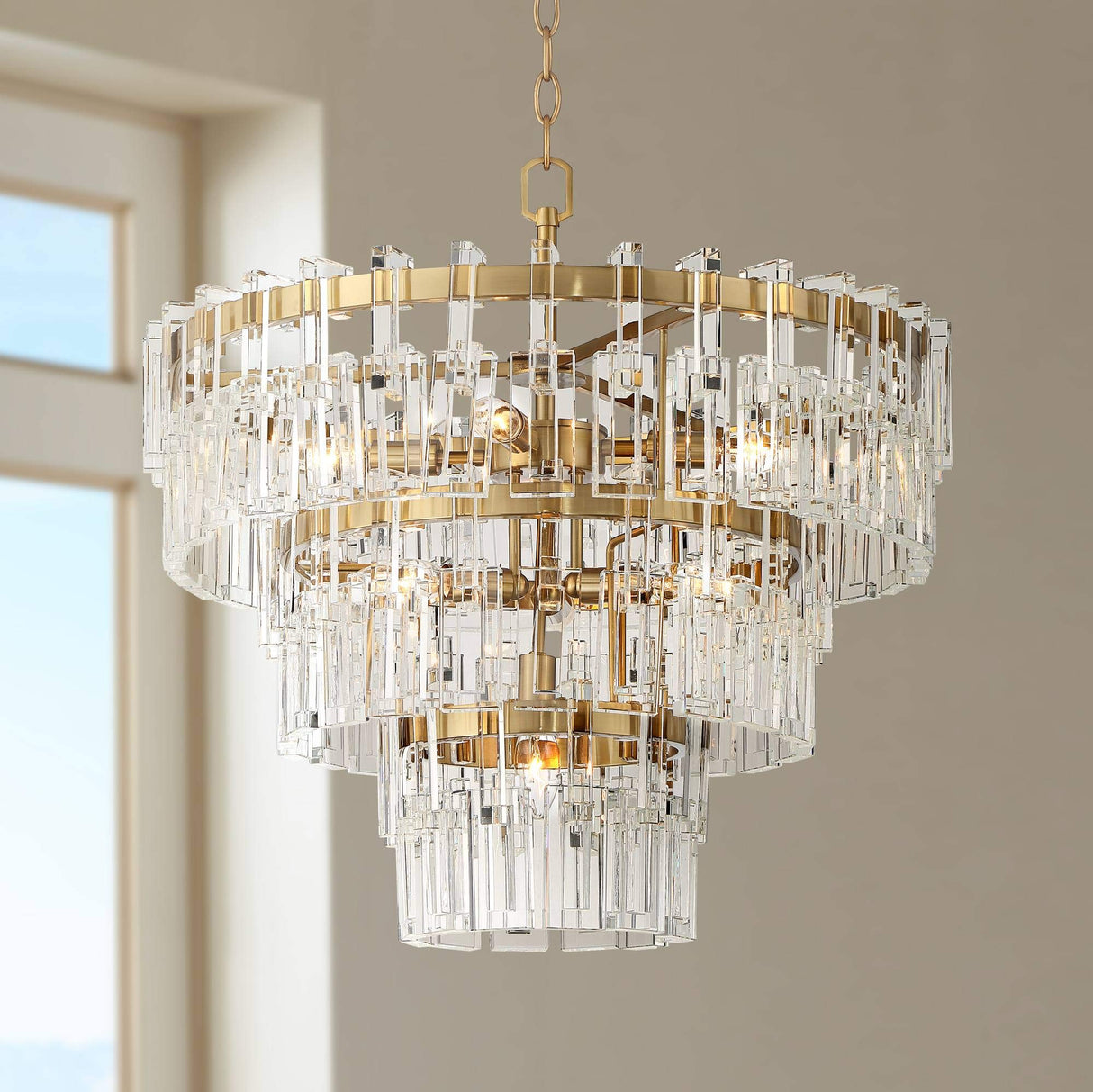 Donegan Burnished Brass Crystal Chandelier 23 1/2" Wide Luxury Tiered 8-Light Fixture