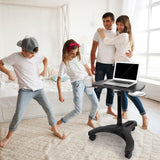 Mobile Laptop Standing Desk Carts on Wheels, Pneumatic, Height Adjustable Rolling