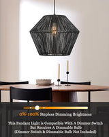 16.5” Large Modern Woven Chandelier Farmhouse Coastal Pendant Light Fixtures Matte