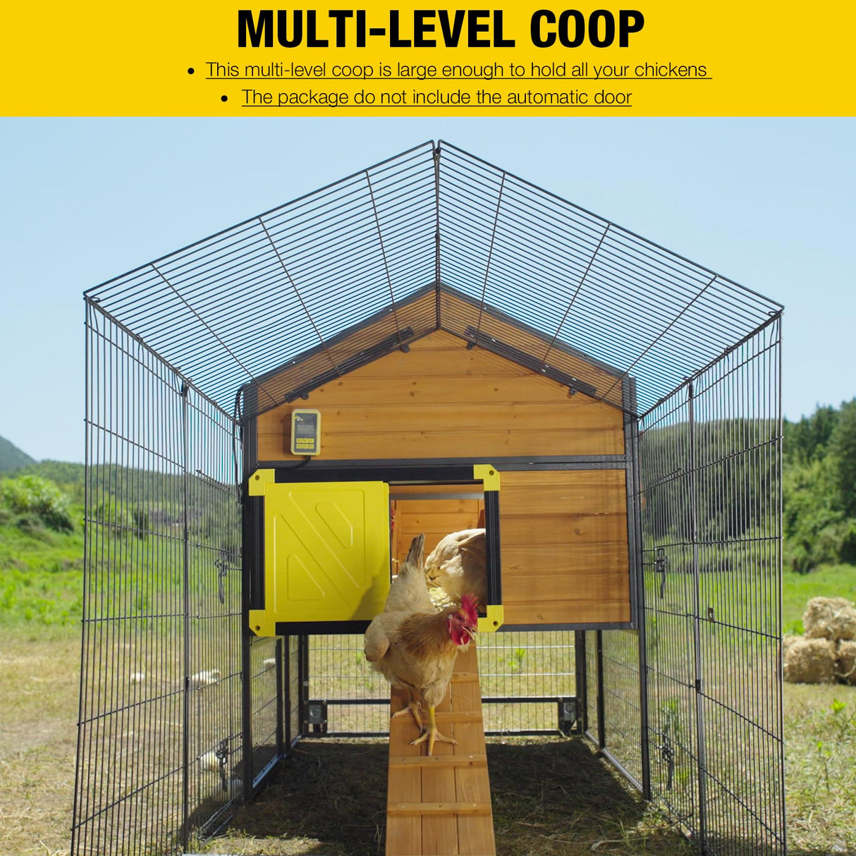 Mobile Chicken Coop 85" Large All-Steel Frame Hen House Poultry Cage