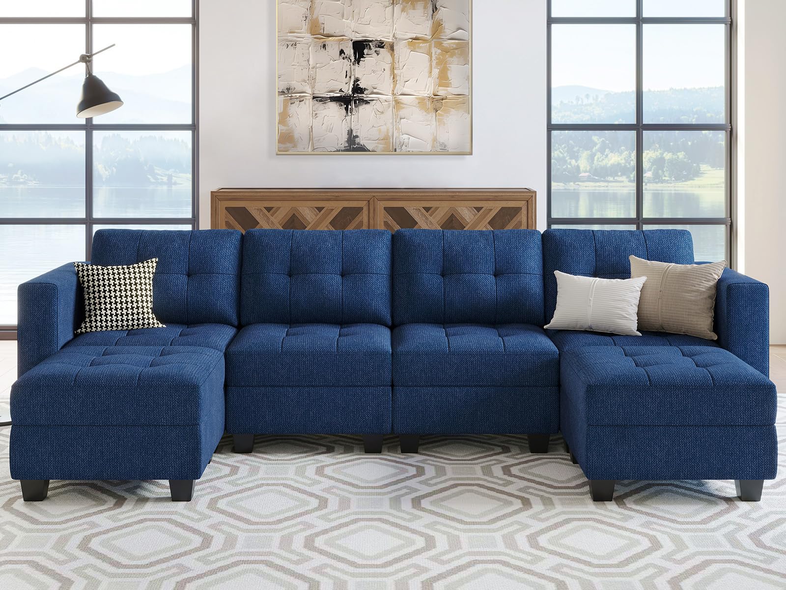 Reversible Storage Modular U-Shape Sectional Sofa Couch