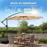 Offset Patio Umbrella - w/Base, Cantilever Offset Hanging Patio Outdoor Market Umbrella