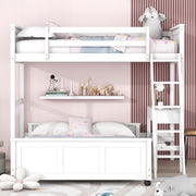 Twin Over Full Bunk Beds with Desk and Drawers