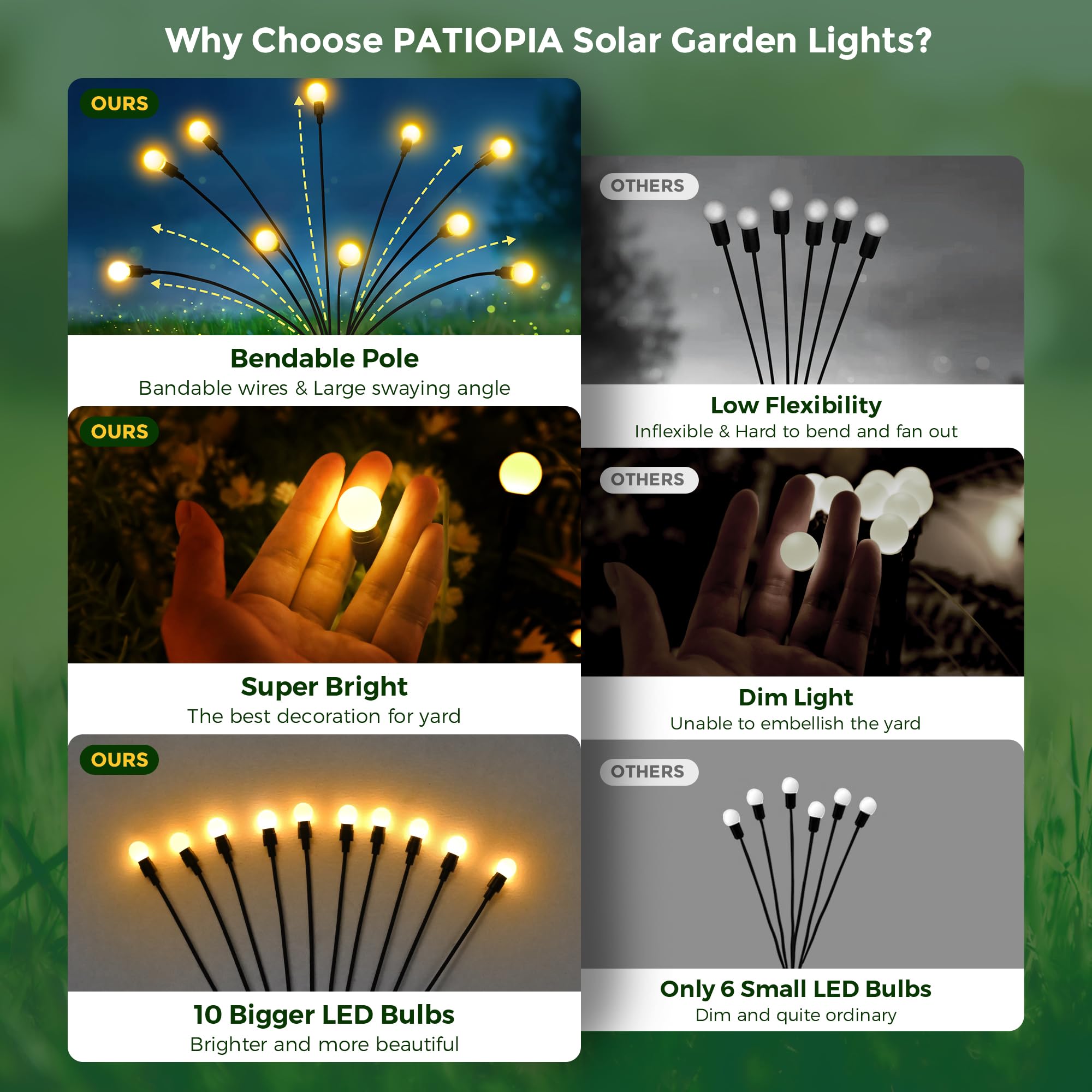 Solar Garden Lights, 80 LED Firefly Garden Lights Solar Outdoor, Solar Lights