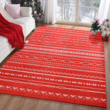 Softlife Christmas Red Rugs for Living Room 5x7 Area Rug Moroccan Neutral Carpet Non-Slip Printed Distressed Rugs Soft Bedroom Rug Throw Geometric for Kitchen Hallway Dining Room