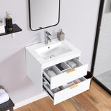 24-Inch Wall-Mounted Bathroom Vanity with Sink, Floating Vanity with 2 Drawers Storage