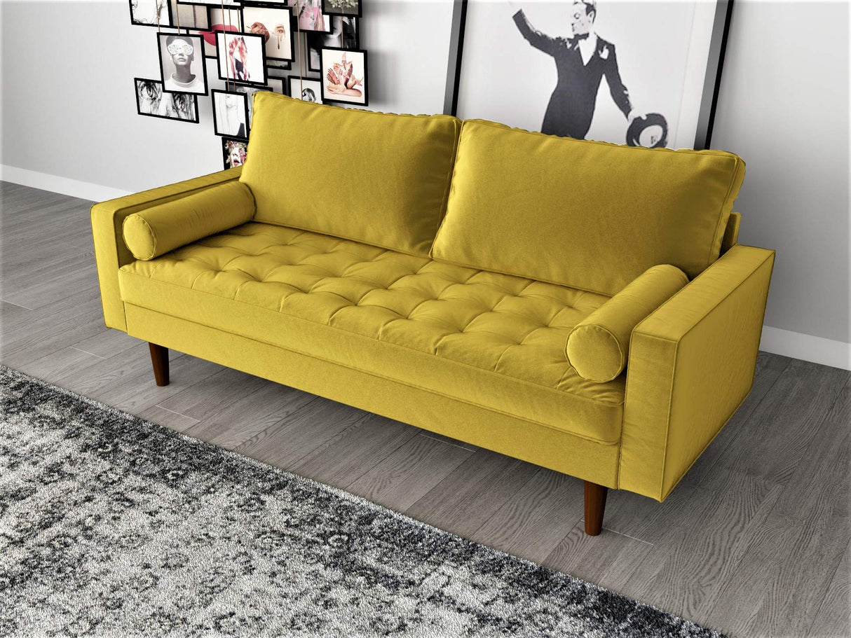 Womble Modern Velvet Upholstered Living Room Diamond Tufted Chesterfield with Gleaming Nailheads