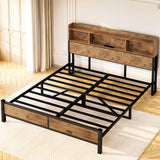 Lamerge Queen Bed Frame with Storage Headboard and Charging Station