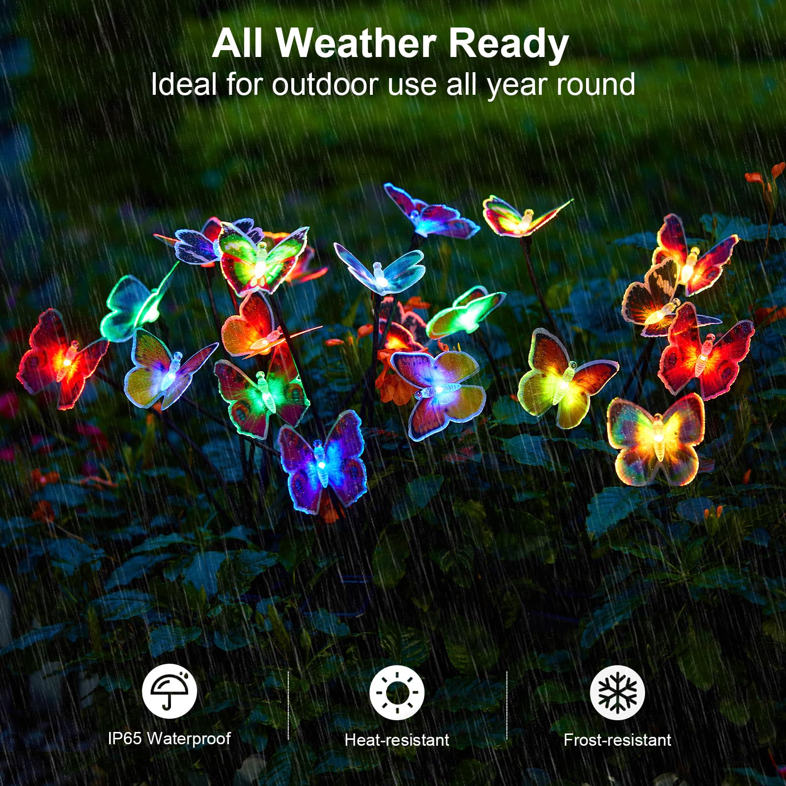 Solar Garden Lights, 3 Pack Lifelike Swaying Butterfly Solar Lights for Outside