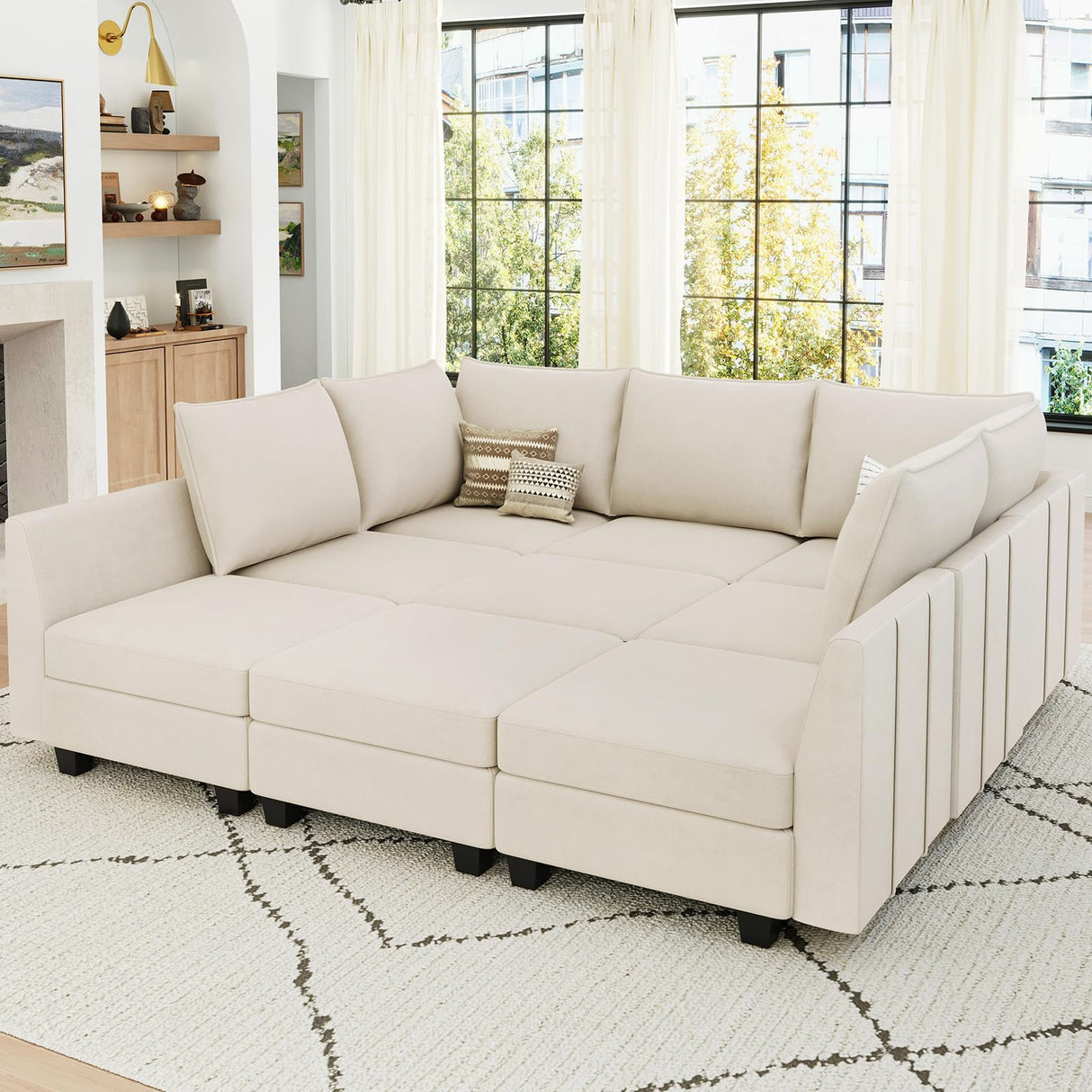 Large Modular Sectional Sofa Sleeper Sectional Couch with Storage Velvet Sectional Sofa