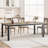 IDEALHOUSE Industrial Dining Table for 6~8 People, 78.7" Long Kitchen Table, Wood Dining Table, Kitchen & Dining Room Table, Rectangle Dining Room Table for 6 Ideal for Dinner Or Meeting - Grey