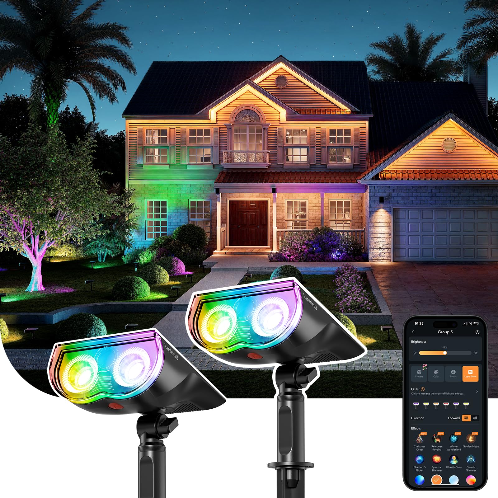 Smart Solar Spotlight SL5C, Color Changing Landscape Lighting