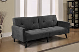 Velvet Square Arm Sofa Bed Sofabed, Dark Grey