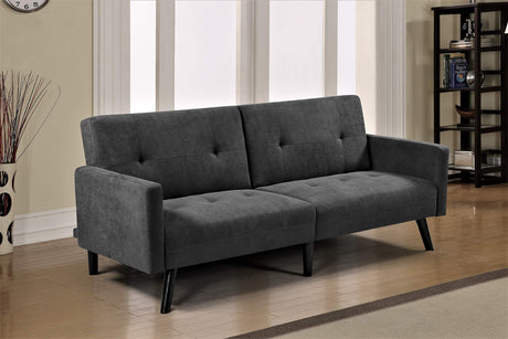 Velvet Square Arm Sofa Bed Sofabed, Dark Grey