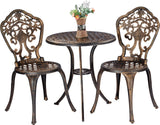Bistro Set 3 Piece Rustproof Cast Aluminum Patio Furniture Sets 2 Chairs and 1 Round Table Outdoor