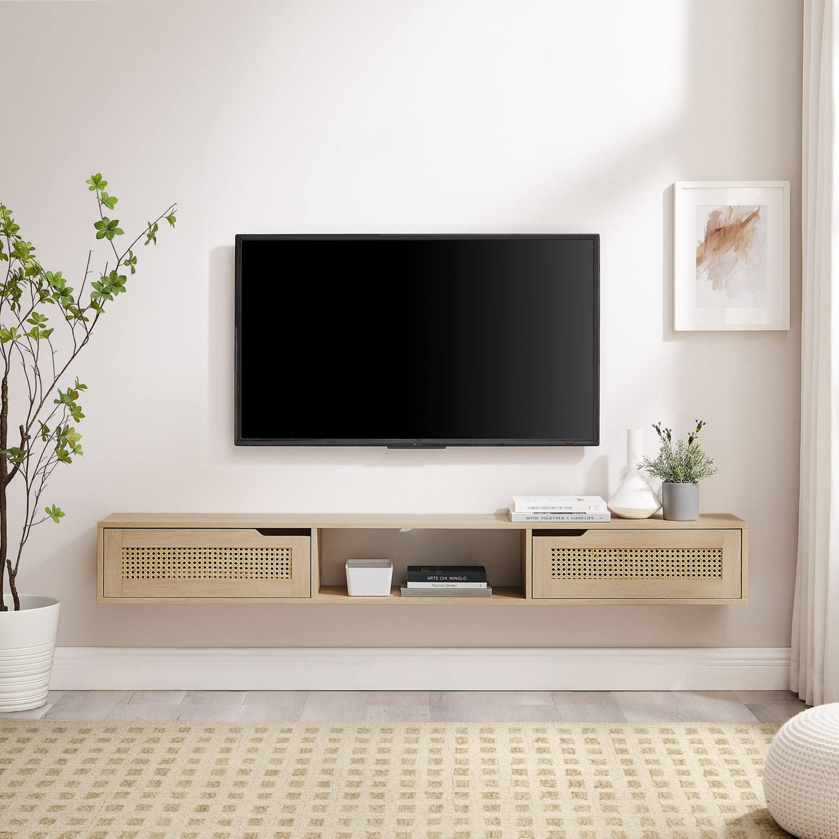 Floating TV Stand Wall-Mounted TV Stand for TVs up to 80 inches Entertainment Center