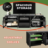 70" TV Stand with LED Lights & Glass Doors