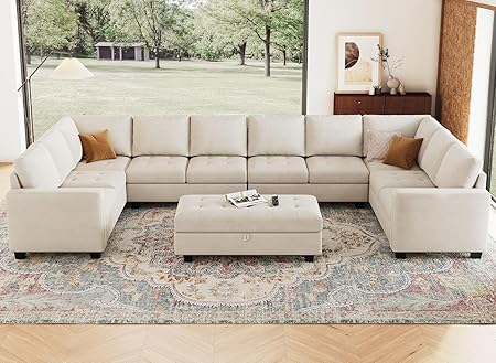 Oversized Modular Sectional Sofa U Shaped Sofa with Storage Ottoman